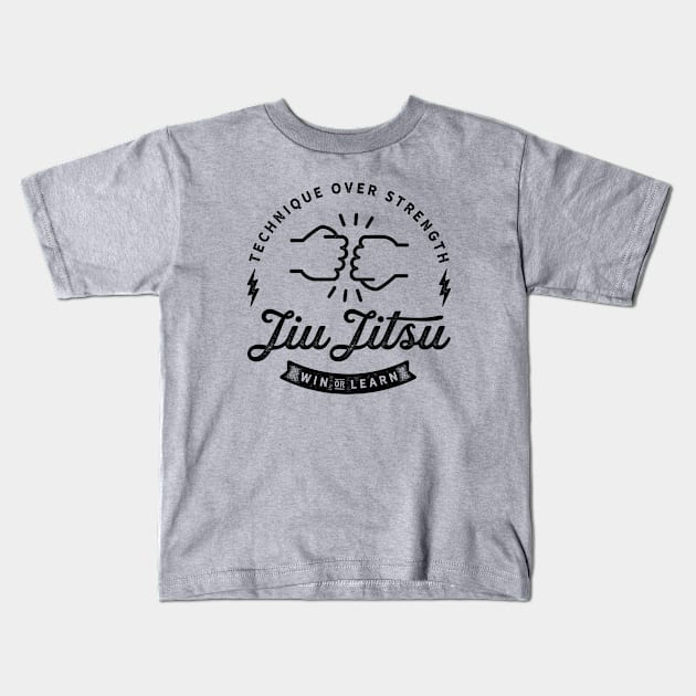 Jiu Jitsu: Technique over strength / Win or Learn Kids T-Shirt by SurfYogaBJJ